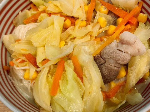 余った素麺を救済★野菜たっぷりちゃんぽん風